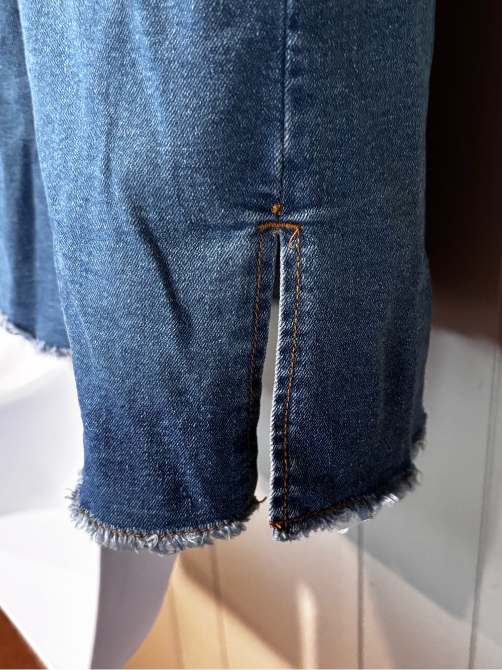 SHEIN Raw Hem Blue Denim Jacket - Picture 6 of 10